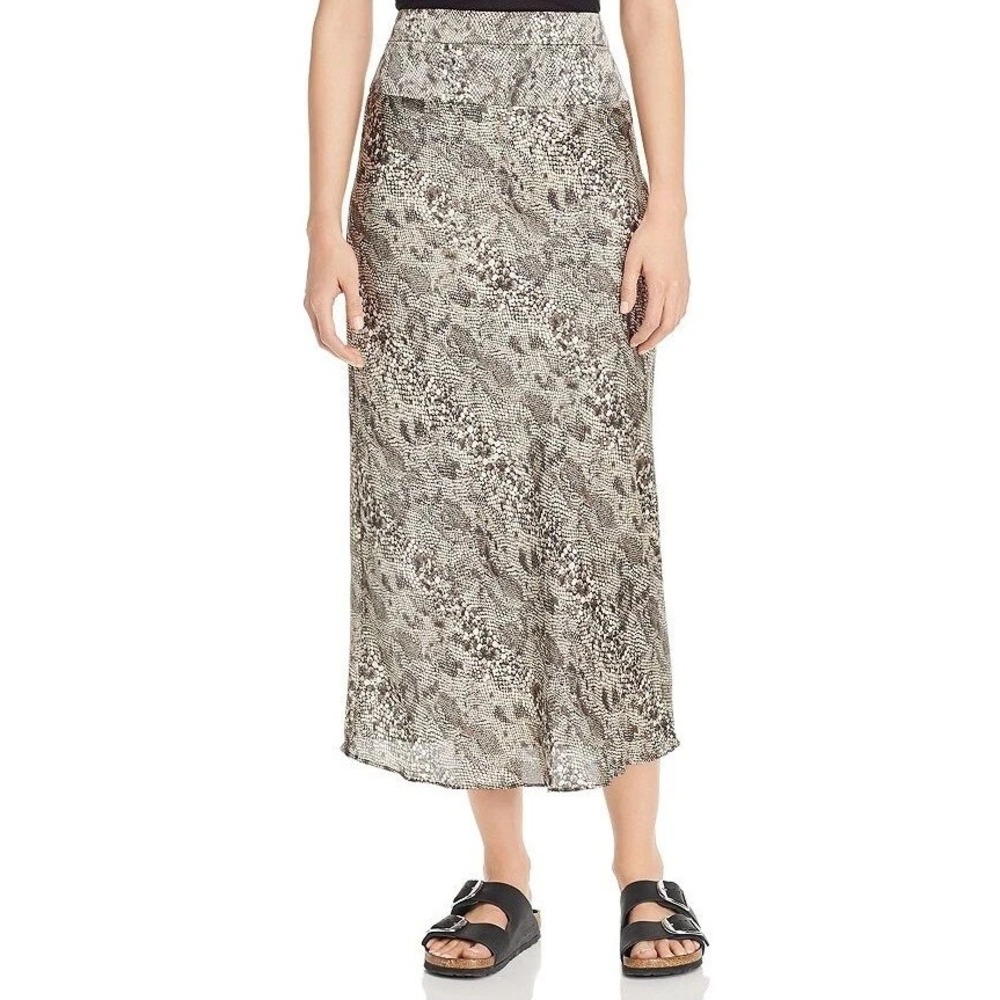 Free people Normani Satin Snake Print Midi Skirt in Gray and Cream Size 4